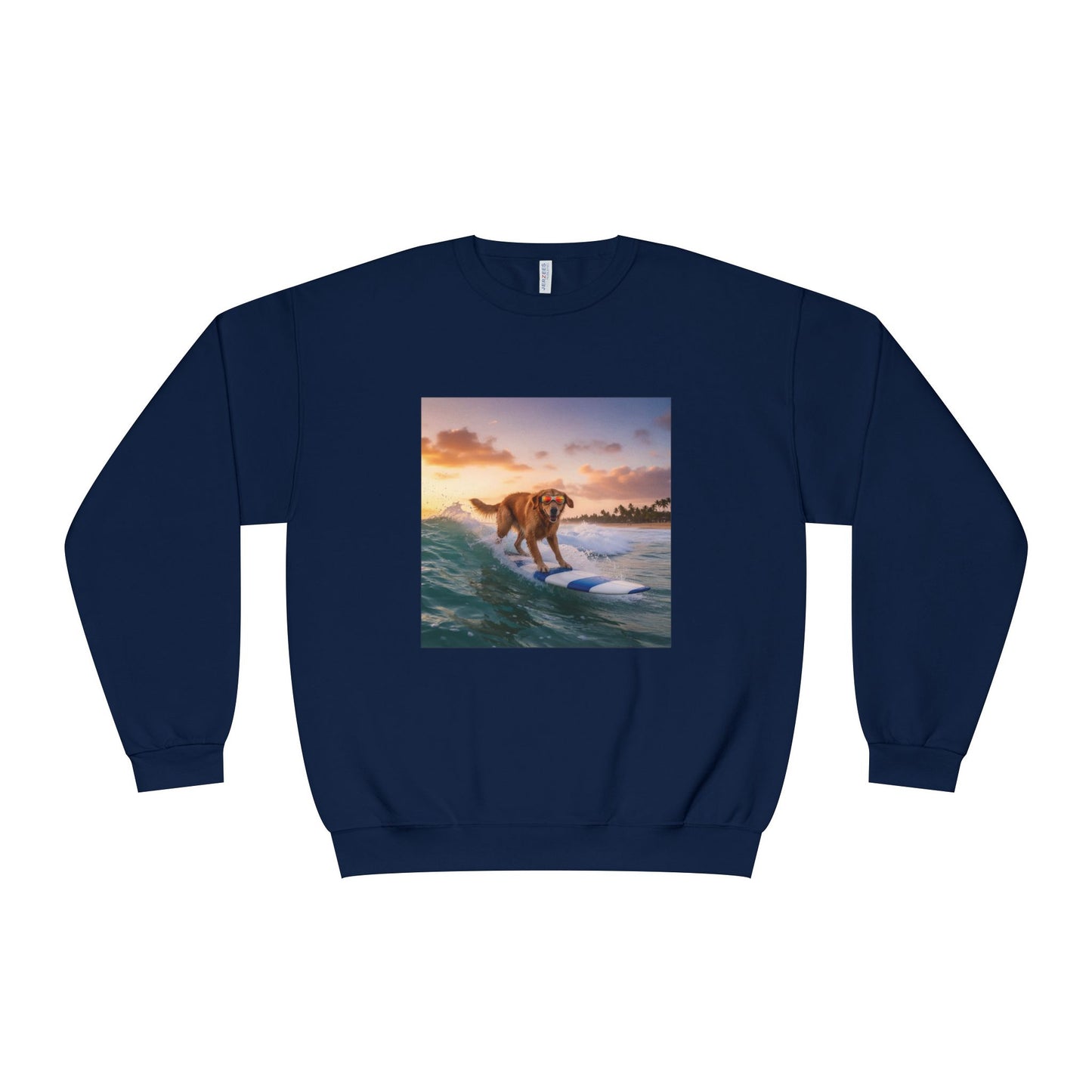 Surfing Dog Graphic Unisex NuBlend Crewneck Sweatshirt style 1