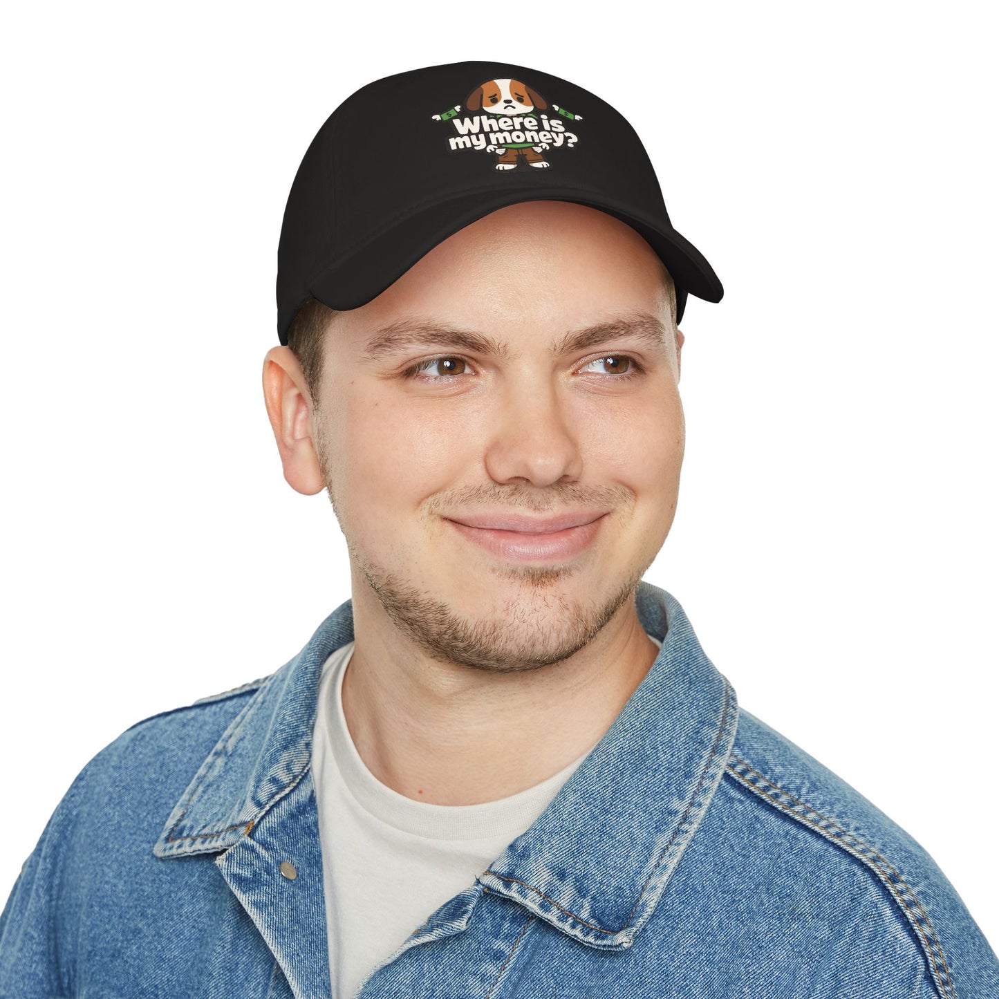 Where is my money Cute Dog Low Profile Cap Hat