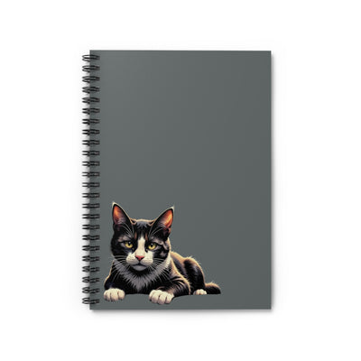 Black Cat Spiral Notebook (Dark Grey) - Cute Cat Design, Pet Lover Journal, School Supplies, Gift for Cat Owners, Cute Stationery