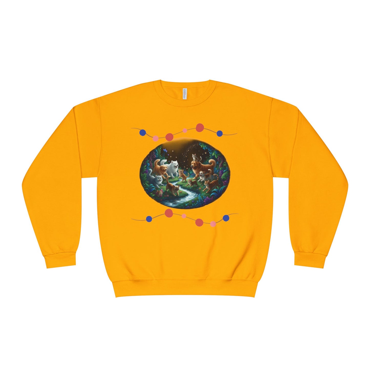 Cats & Dogs Happy Garden Unisex NuBlend Crewneck Sweatshirt style 1