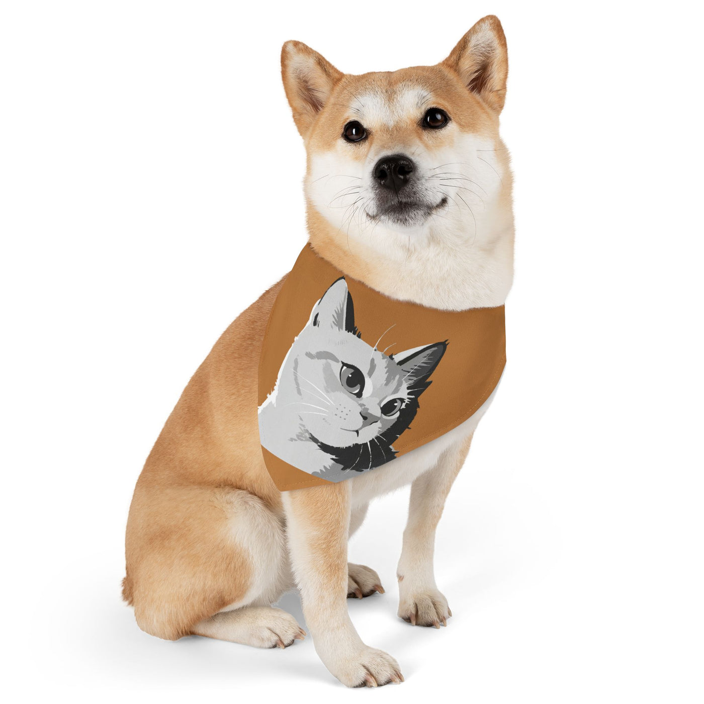 Brown Cat head Bandana Collar for Cats and Dogs, Cute Pet Accessory, Cat Fashion, Cat Gift, Playful Pet Gear