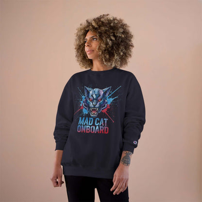 Mad Cat Onboard Graphic Champion Crewneck Sweatshirt style 3