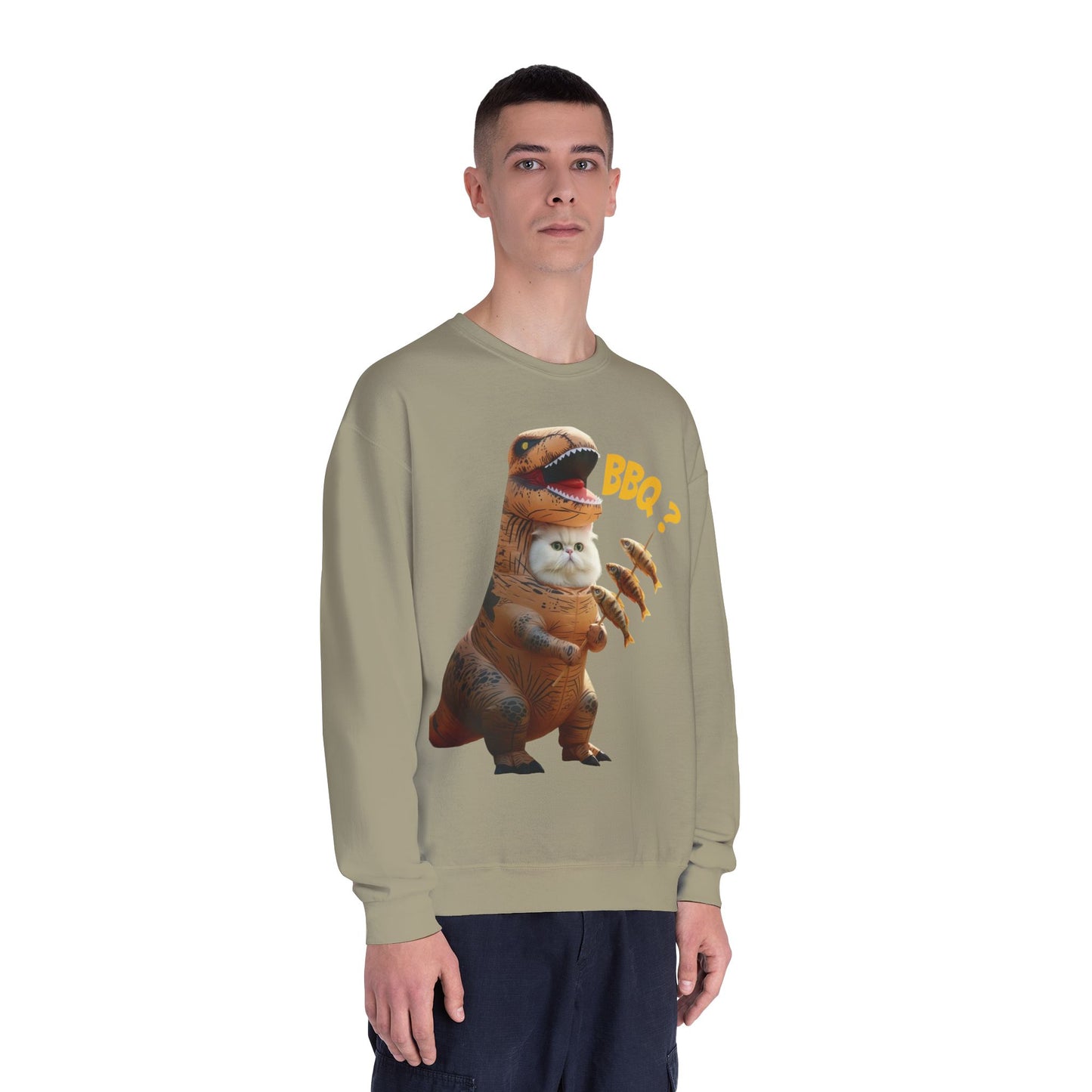 Tyrannosaurus Cat BBQ Unisex NuBlend Crewneck Sweatshirt