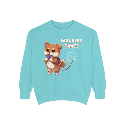 Cute Dog Walk Time style 3 Cozy Graphic Unisex Crewneck Sweatshirt