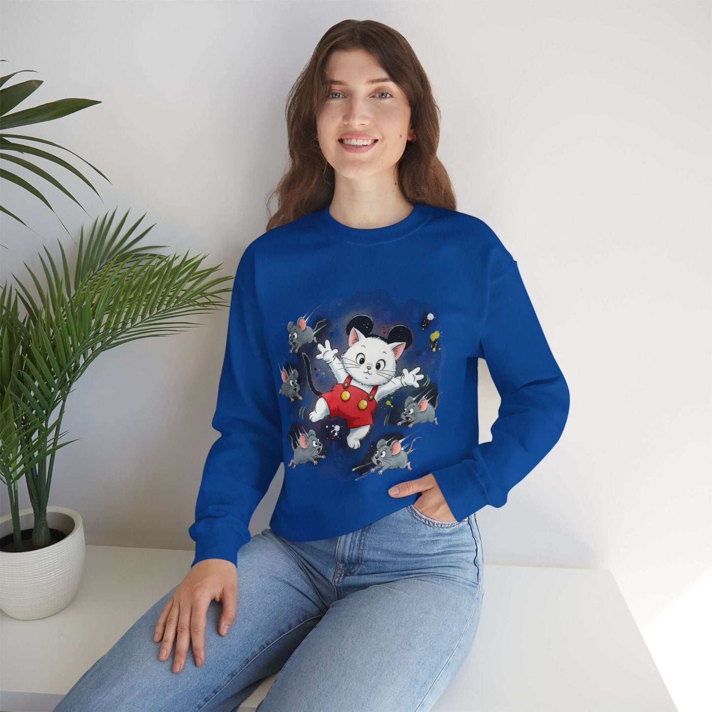 Watercolor Cat painting Unisex Crewneck Sweatshirt style 2