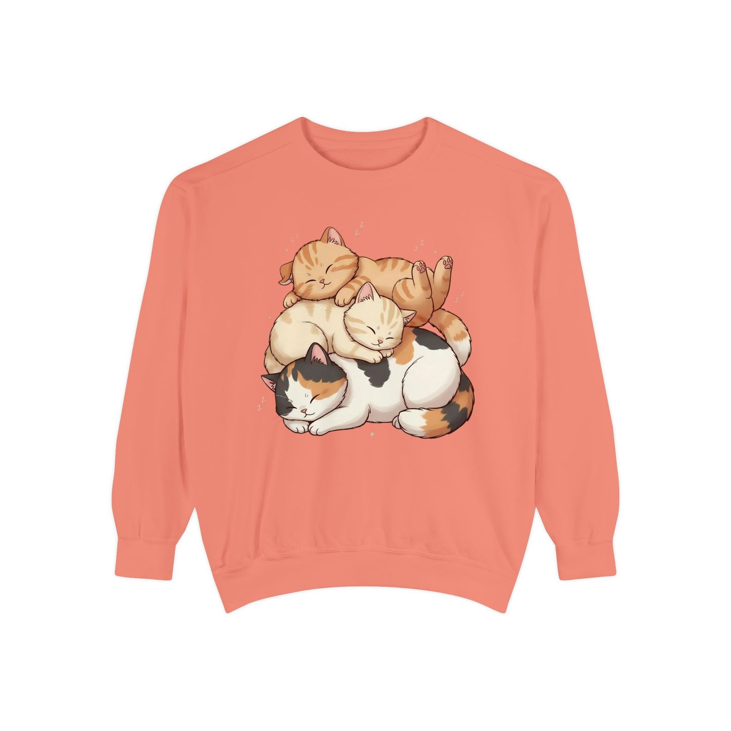 3 Cute Sleeping Cats Cozy Graphic Unisex Crewneck Sweatshirt style 1