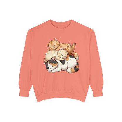 3 Cute Sleeping Cats Cozy Graphic Unisex Crewneck Sweatshirt style 1