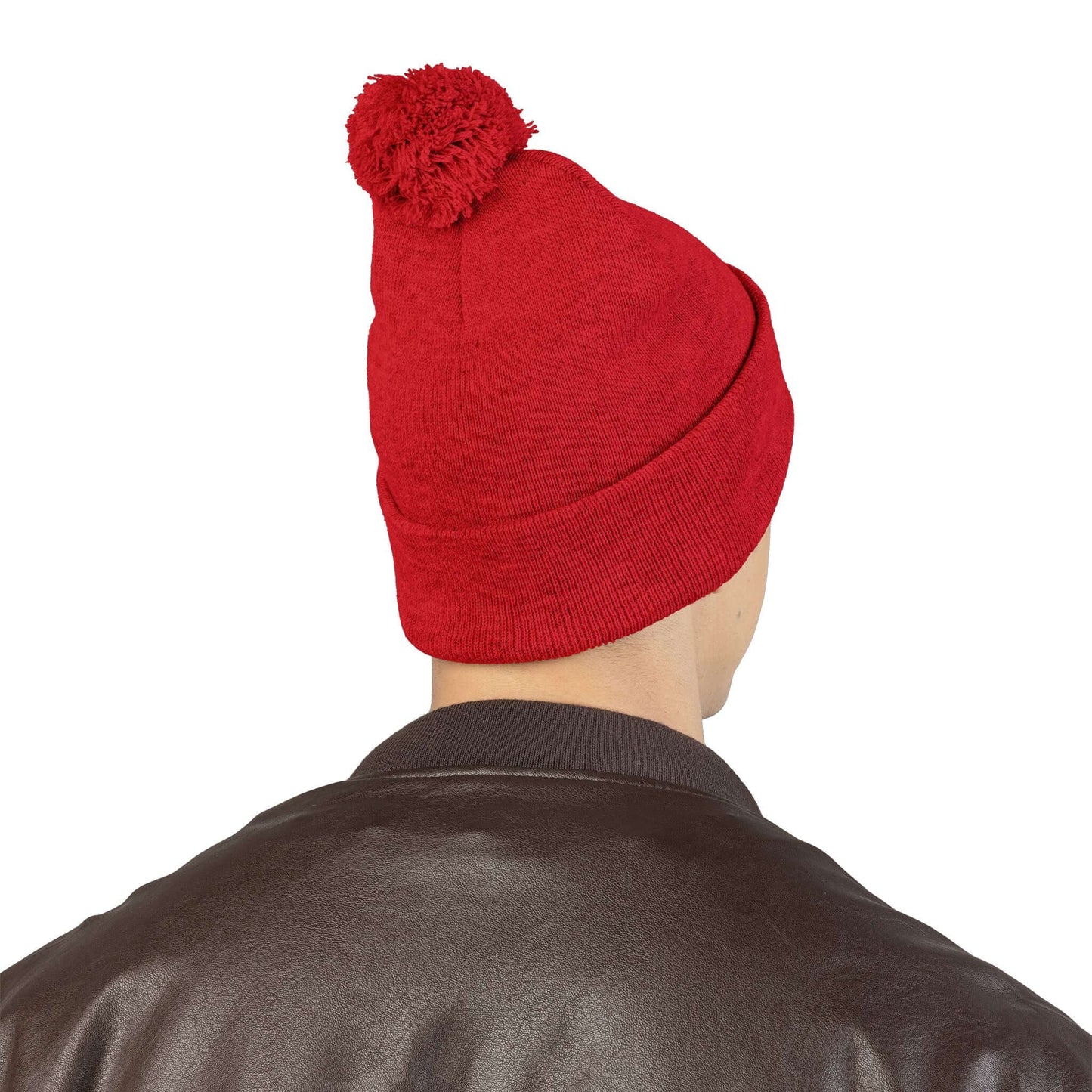 Embroidered Dog Mom Pom-Pom Knit Cap