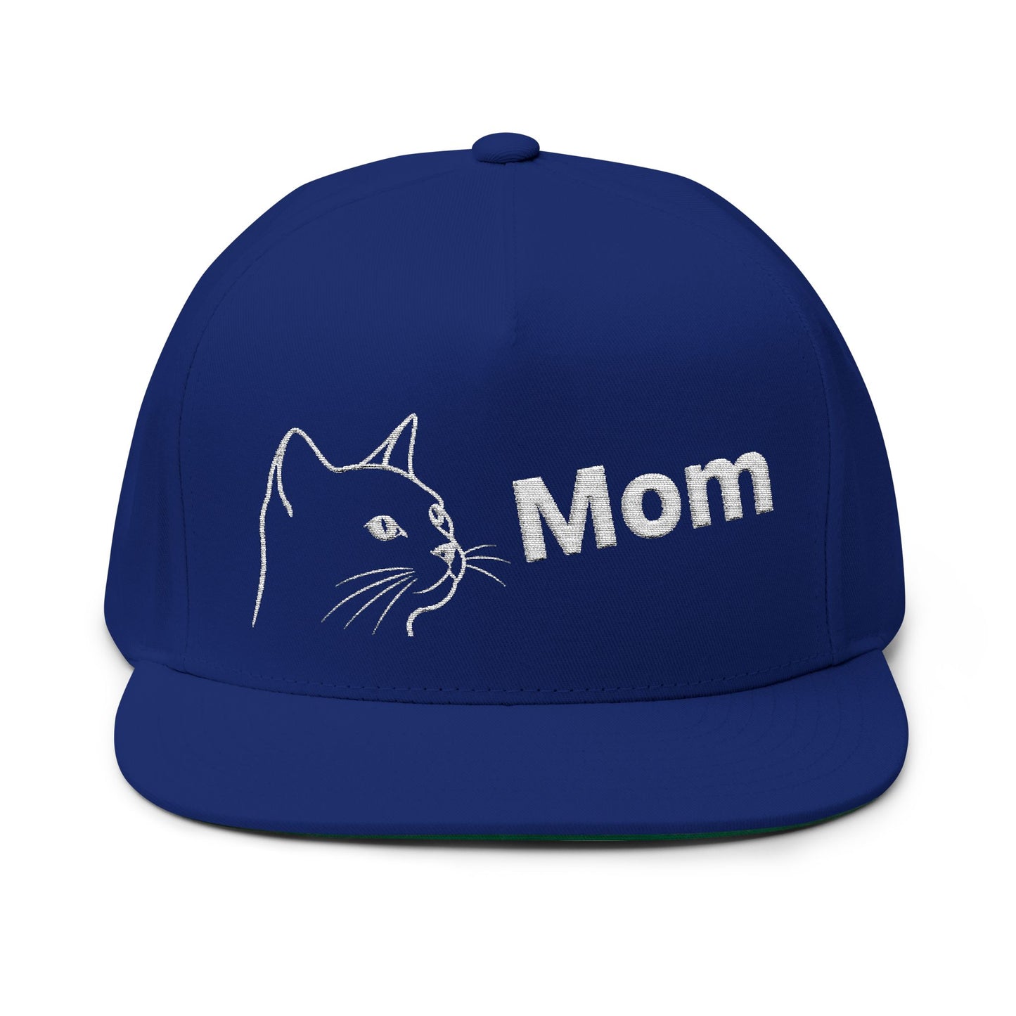 Stylish Embroidered Cat Mom Flat Bill Cap style 1