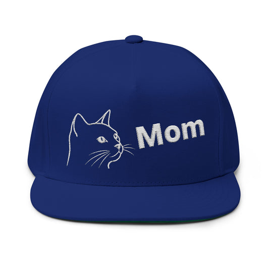 Stylish Embroidered Cat Mom Flat Bill Cap style 1