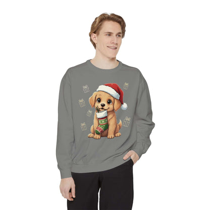 Puppy wait for Christmas presents Unisex Crewneck Sweatshirt style 4