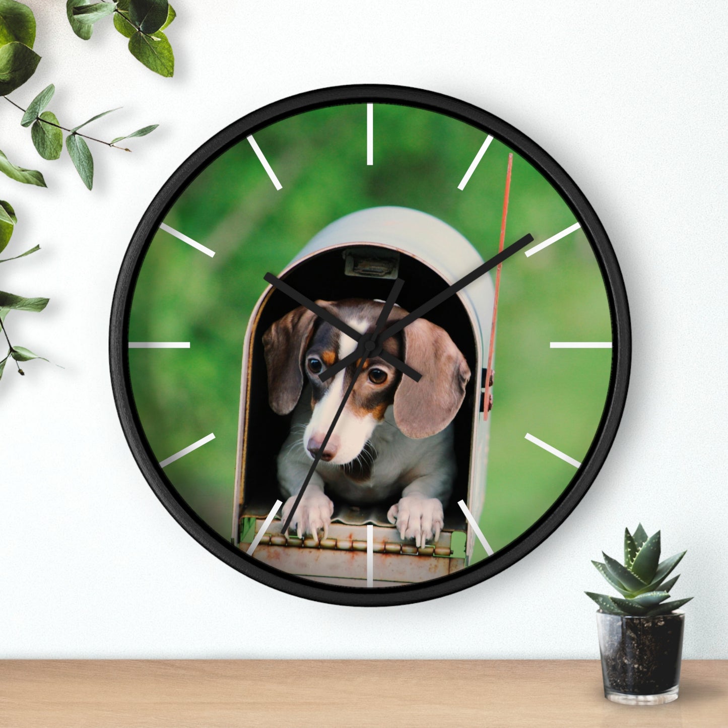 Dog in Post Box different colors Wall Clock