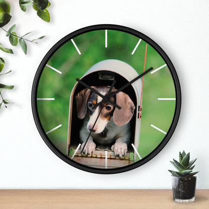 Dog in Post Box different colors Wall Clock