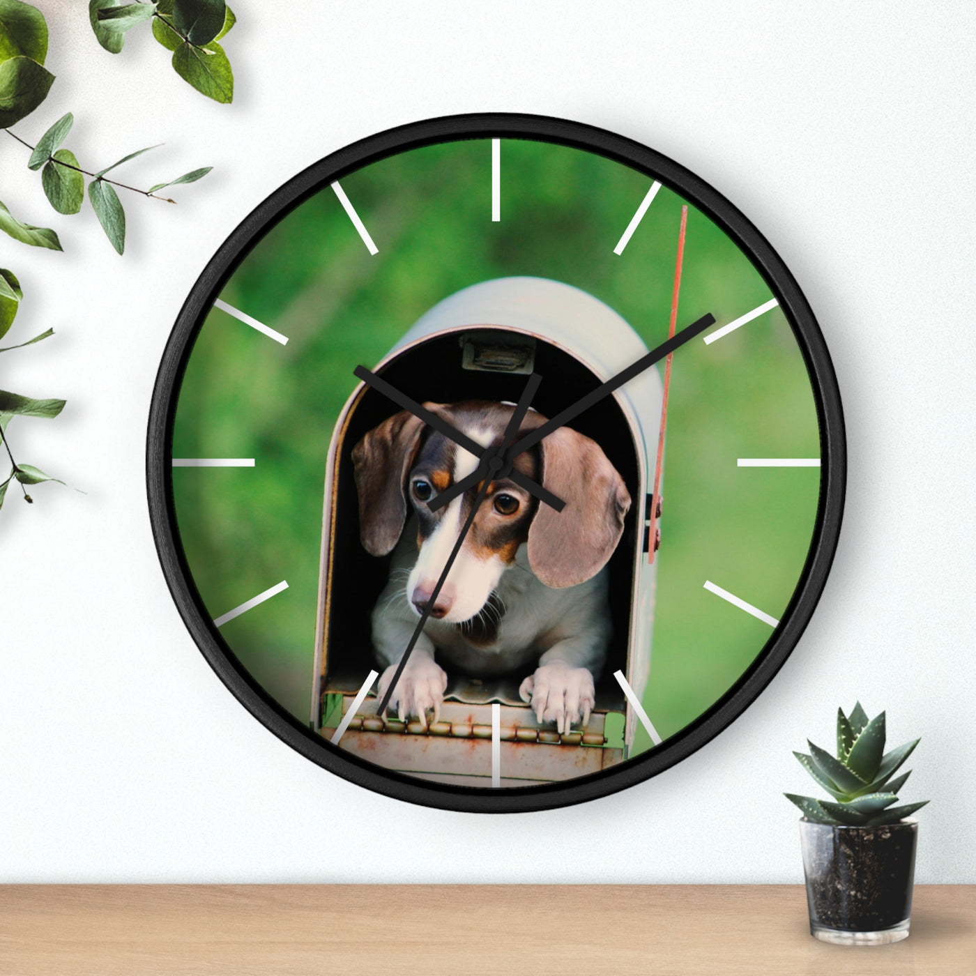 Dog in Post Box Wall Clock