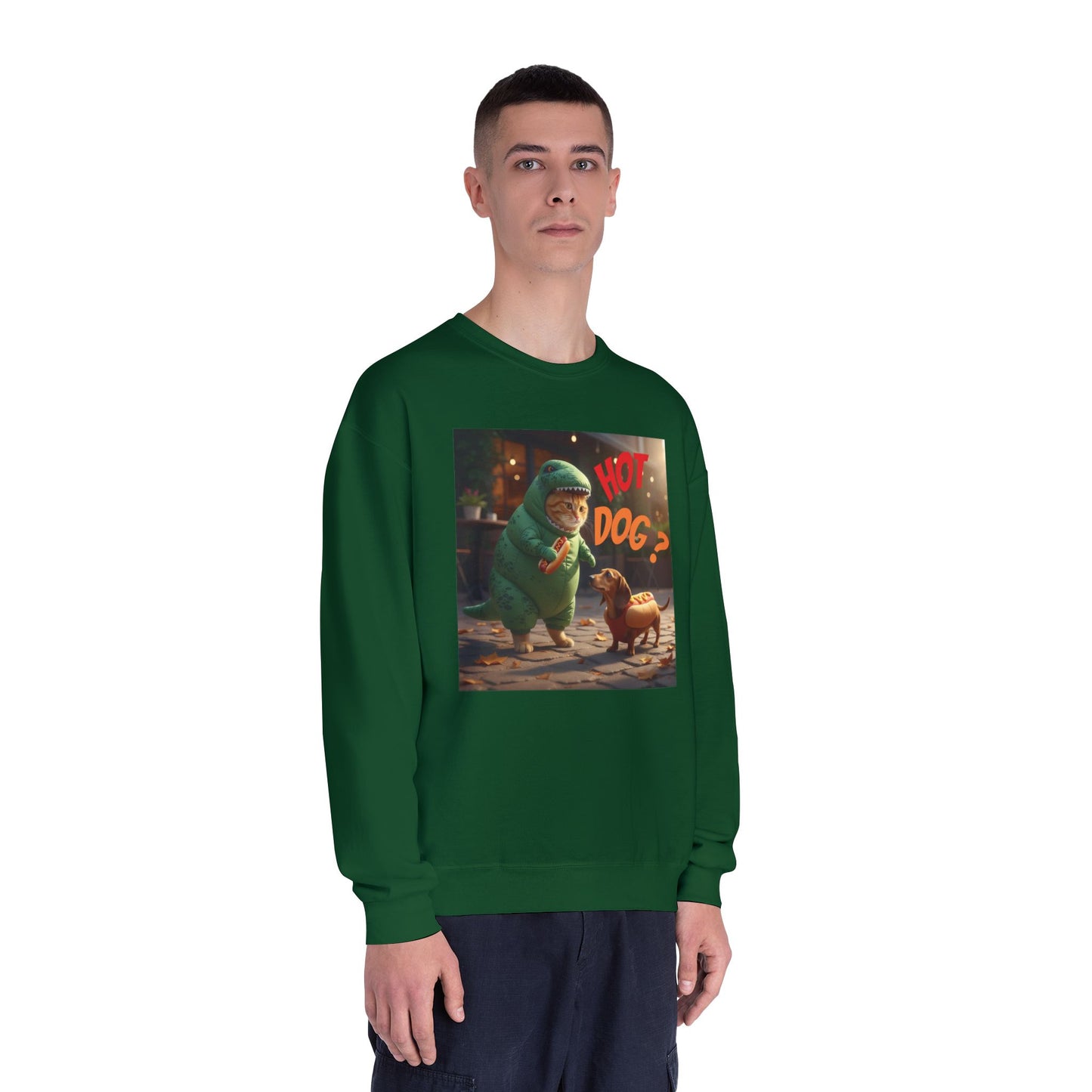 Tyrannosaurus Cat & Hot Dog Unisex NuBlend Sweatshirt