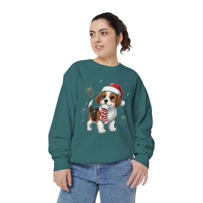Puppy wait for Christmas presents Unisex Crewneck Sweatshirt style 6