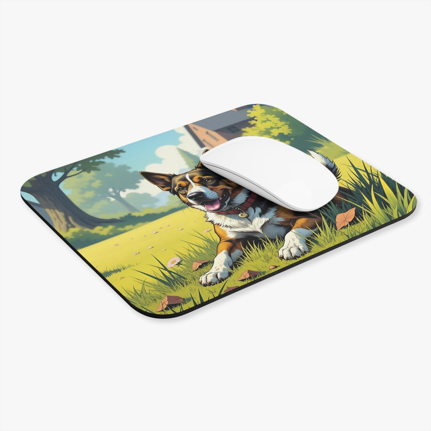 Adorable dog in the Meadow Mouse Pad style 1 | Cute Dog Desk Accessory, Pet Lover Gift, Office Decor, Animal Art, Ergonomic Mouse Mat