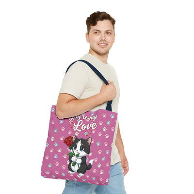 Cute Cat Lover Tote Bag - You're My Love style 1