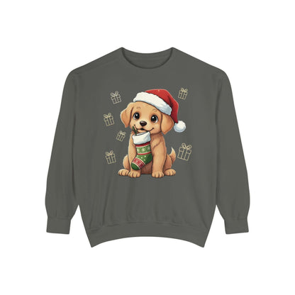 Puppy wait for Christmas presents Unisex Crewneck Sweatshirt style 4