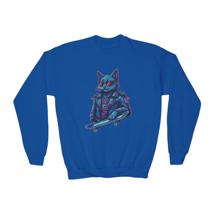 Cool Cat - Cozy Unisex Youth Crewneck Sweatshirt style 2