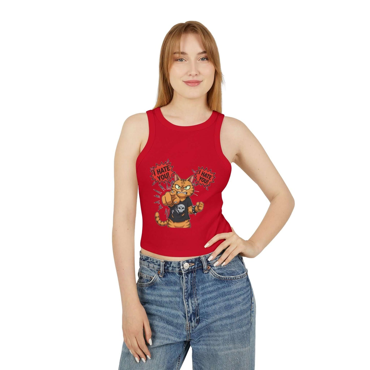 Angry Cat 'I Hate You' Graphic style 1 Women Tank Top