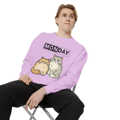Monday Face Cat Stares Blankly Unisex Crewneck Sweatshirt style 1