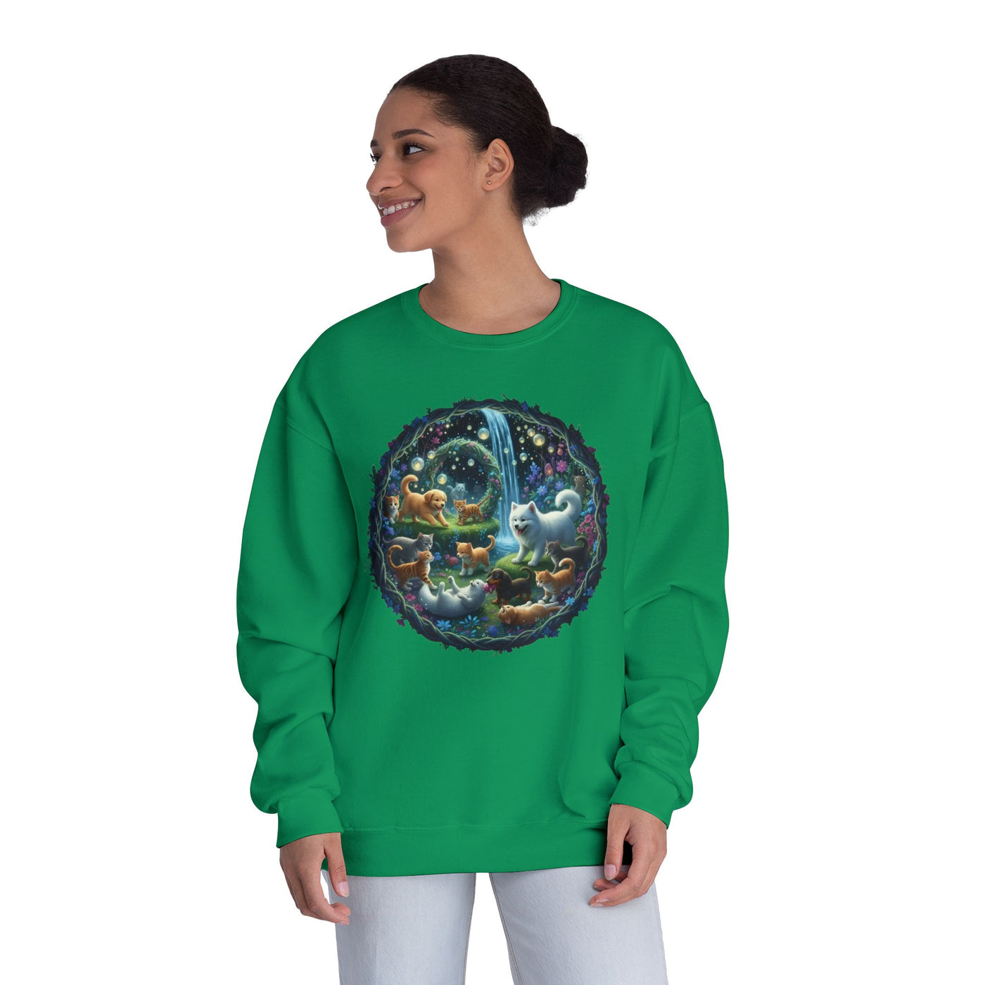 Cats & Dogs Happy Garden Unisex NuBlend® Crewneck Sweatshirt