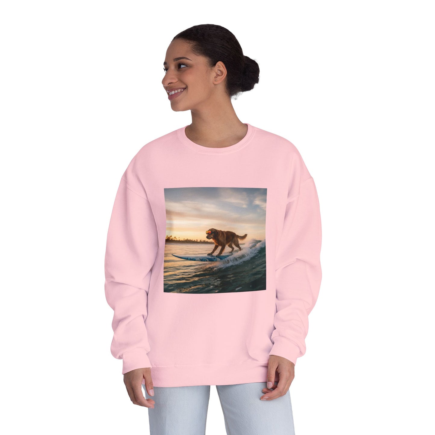 Surfing Dog Graphic Unisex NuBlend Crewneck Sweatshirt style 2