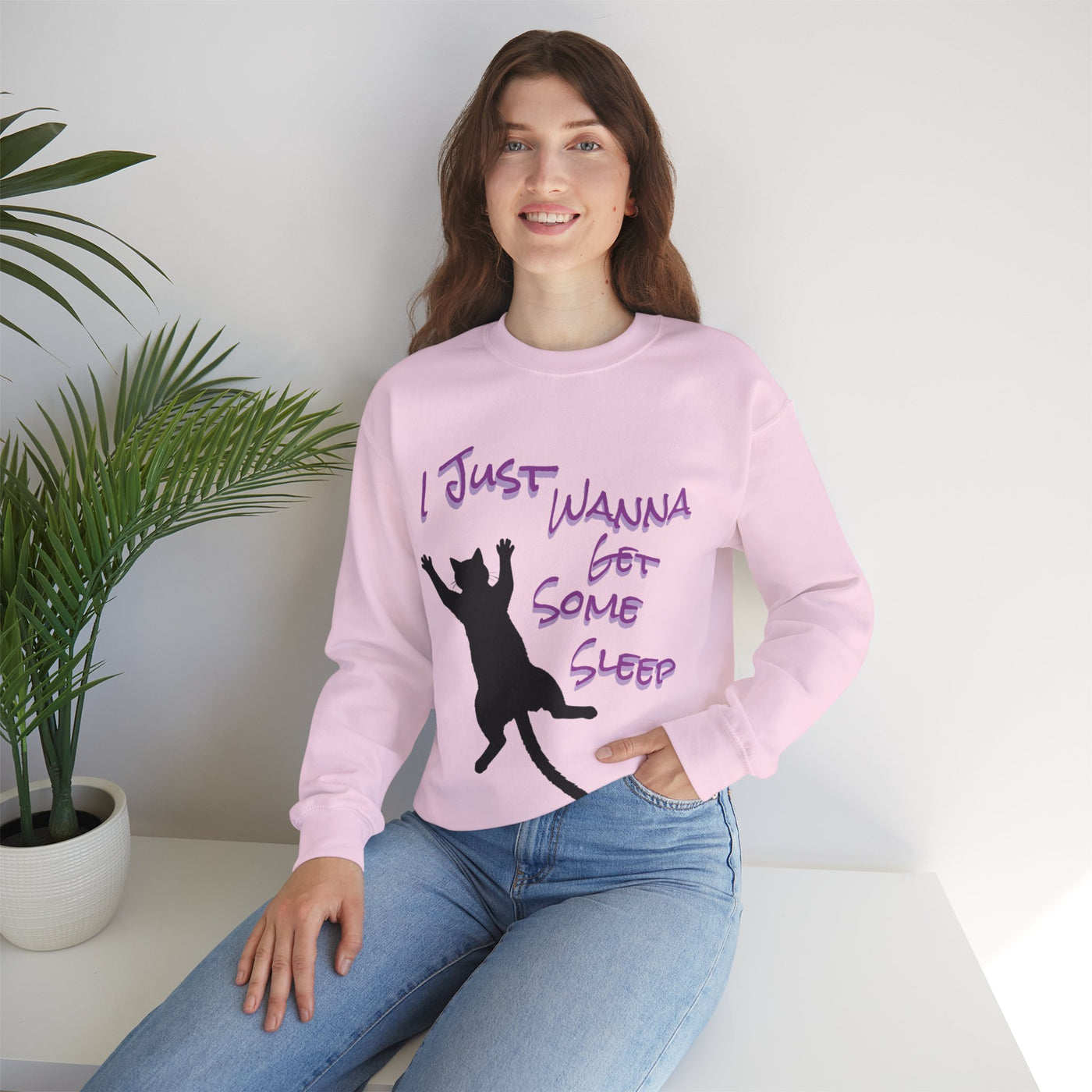 I Just Wanna Get Some Sleep Cat Graphic Unisex Crewneck Sweatshirt
