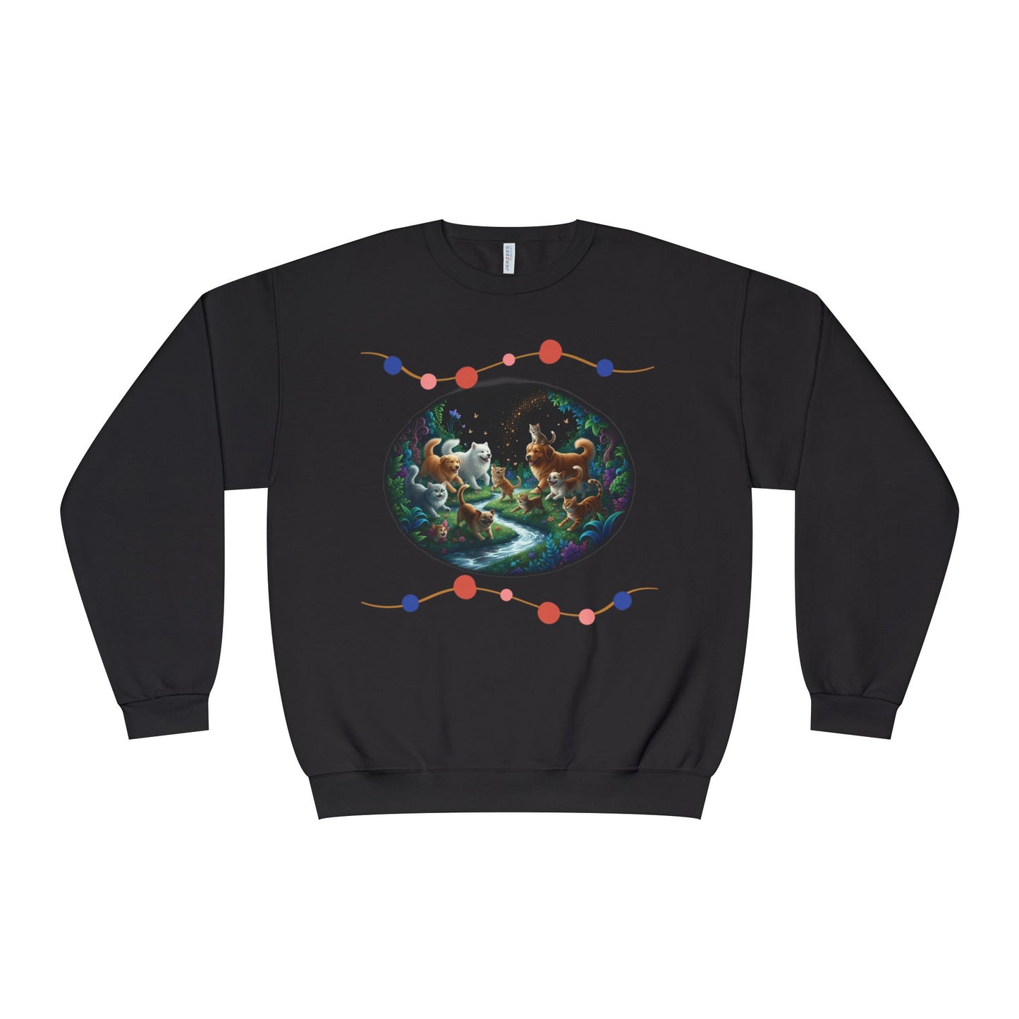 Cats & Dogs Happy Garden Unisex NuBlend Crewneck Sweatshirt style 1
