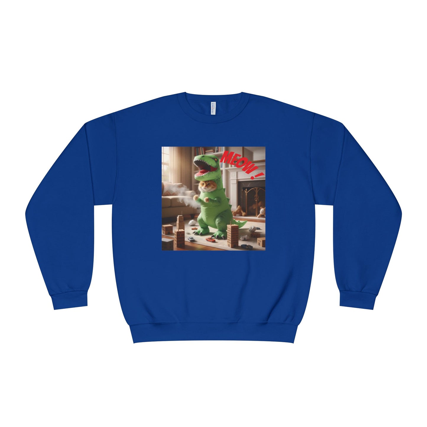 Tyrannosaurus Cat at home Unisex NuBlend Crewneck Sweatshirt