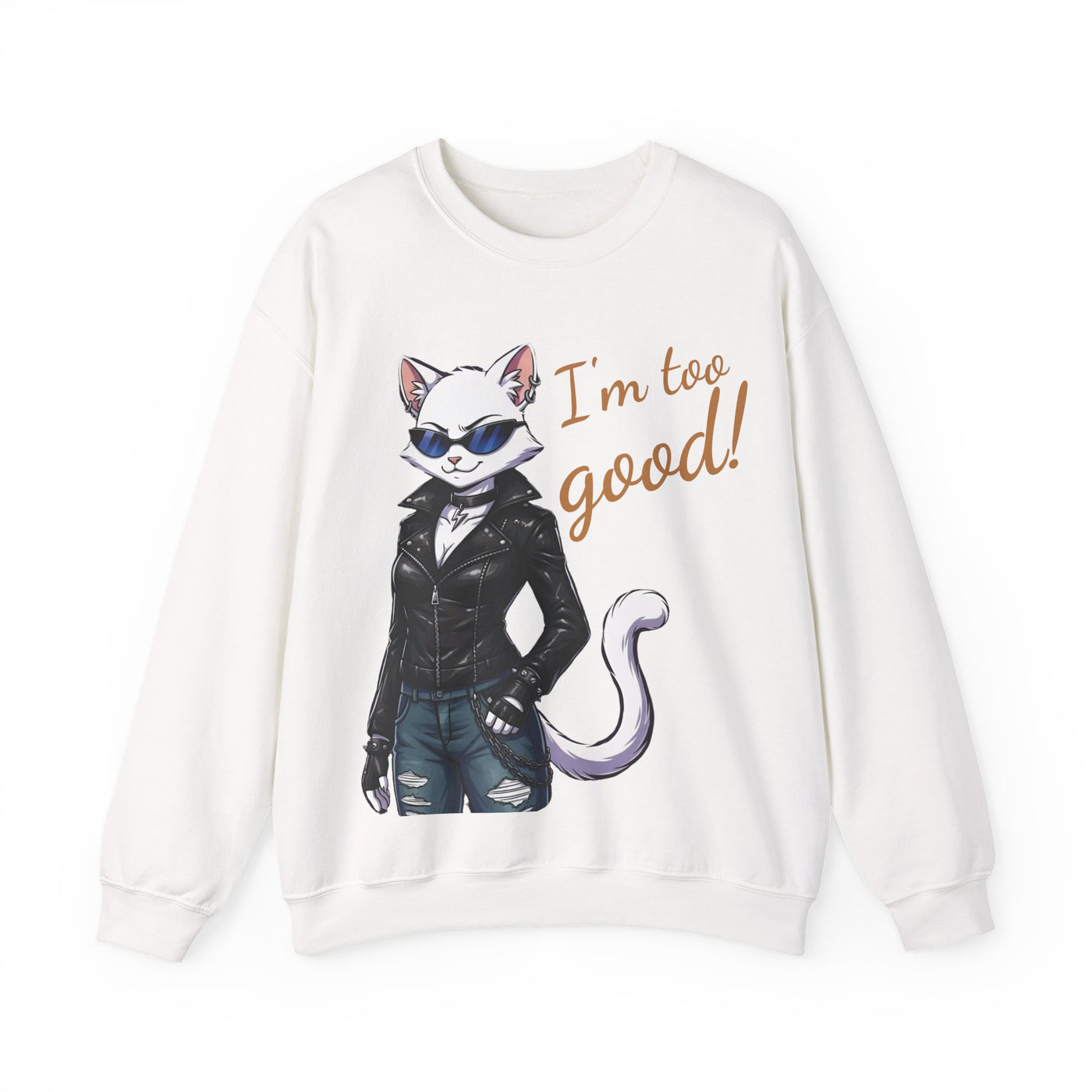 Cool Cat style 3 Unisex Crewneck Sweatshirt | Cozy Gift for Cat Lovers, Casual Wear, Unique Graphic Sweatshirt, Birthday Gift, Everyday Style