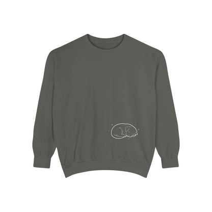 Sleeping dog shadow Cozy Graphic Unisex Crewneck Sweatshirt - White