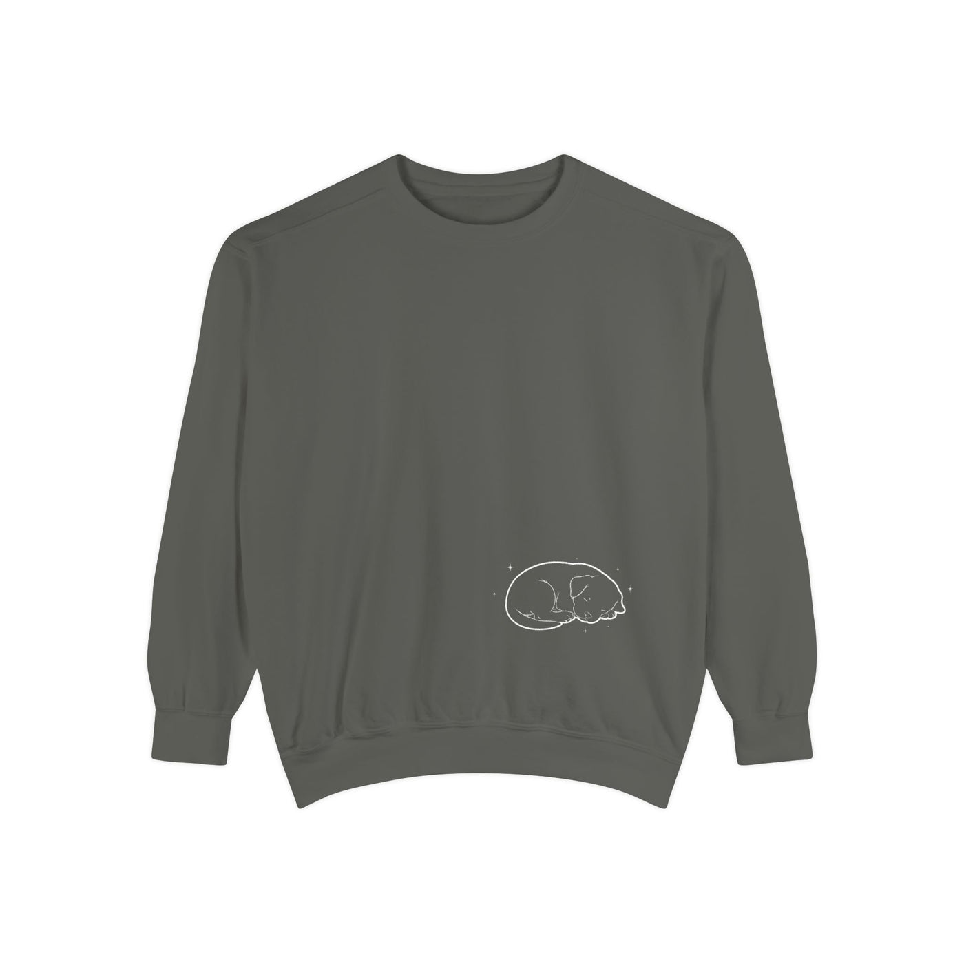 Sleeping dog (White) shadow Cozy Graphic Unisex Crewneck Sweatshirt