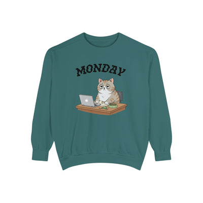 Monday Face Cat Stares Blankly Unisex Crewneck Sweatshirt style 4