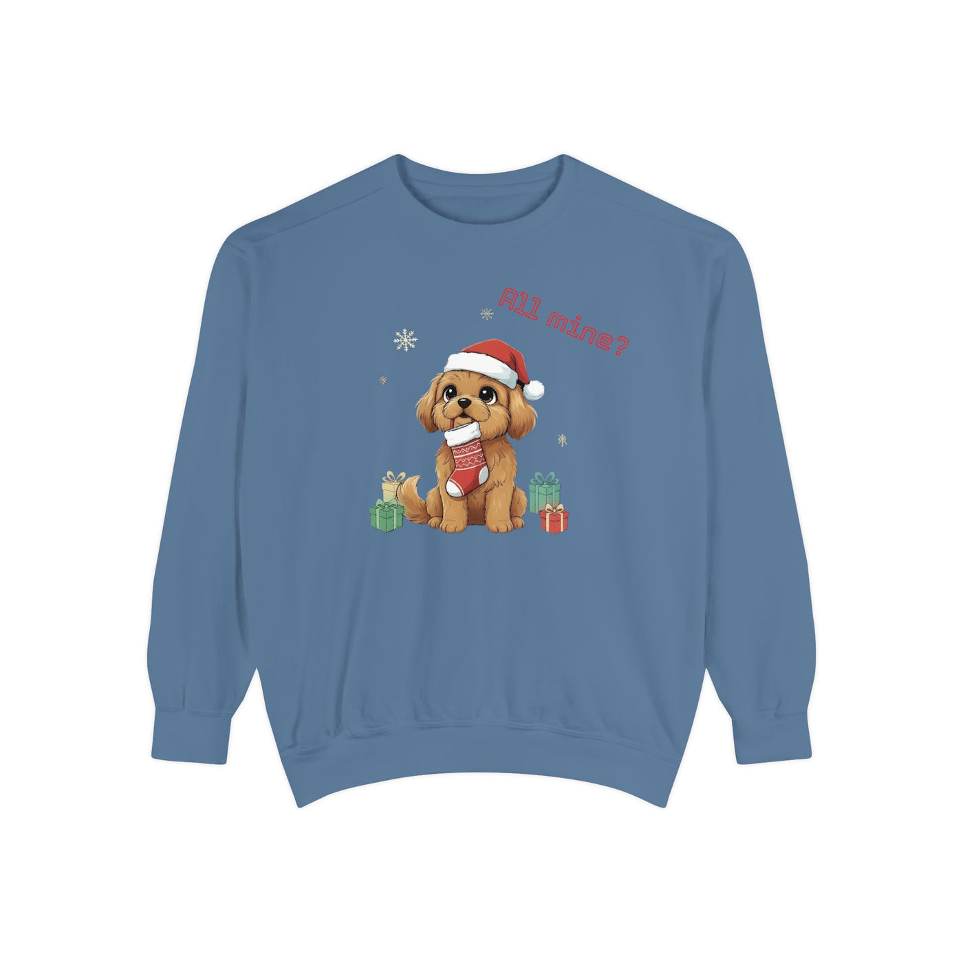 Cute Puppy waiting for Christmas presents style 8 Cozy Graphic Unisex Crewneck Sweatshirt