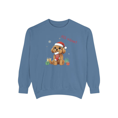 Cute Puppy waiting for Christmas presents style 8 Cozy Graphic Unisex Crewneck Sweatshirt