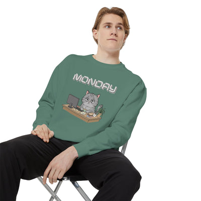 Monday Face Cat Stares Blankly Unisex Crewneck Sweatshirt style 2