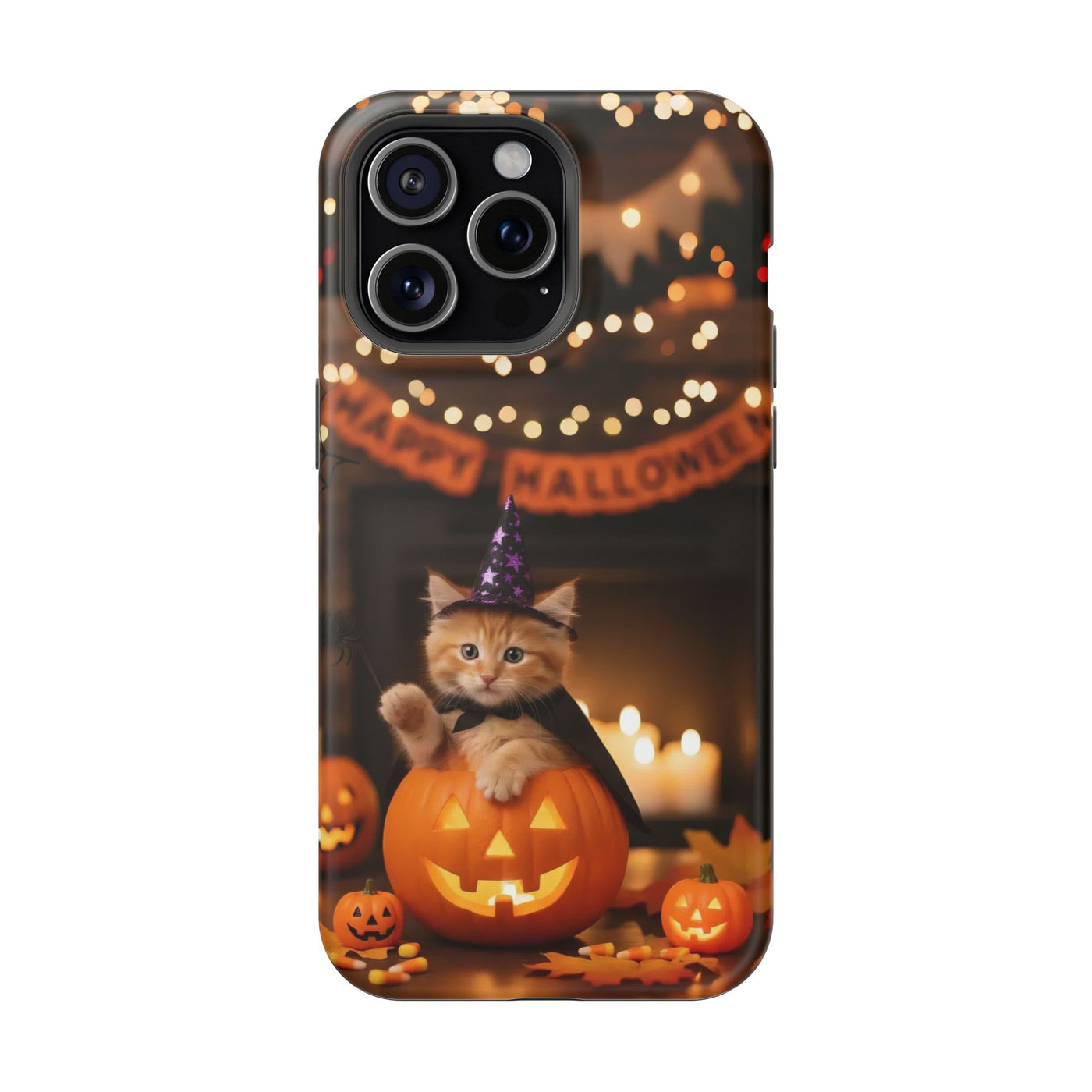 Halloween cute kitten photo style 4 Magnetic Phone Case, Cat Lover Gift, Impact-Resistant iPhone Case, Funny Pet Accessory, Unique Animal Design