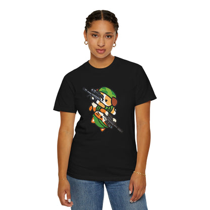 Cute Soldier Sniper Dog & Cat Unisex Graphic T-Shirt