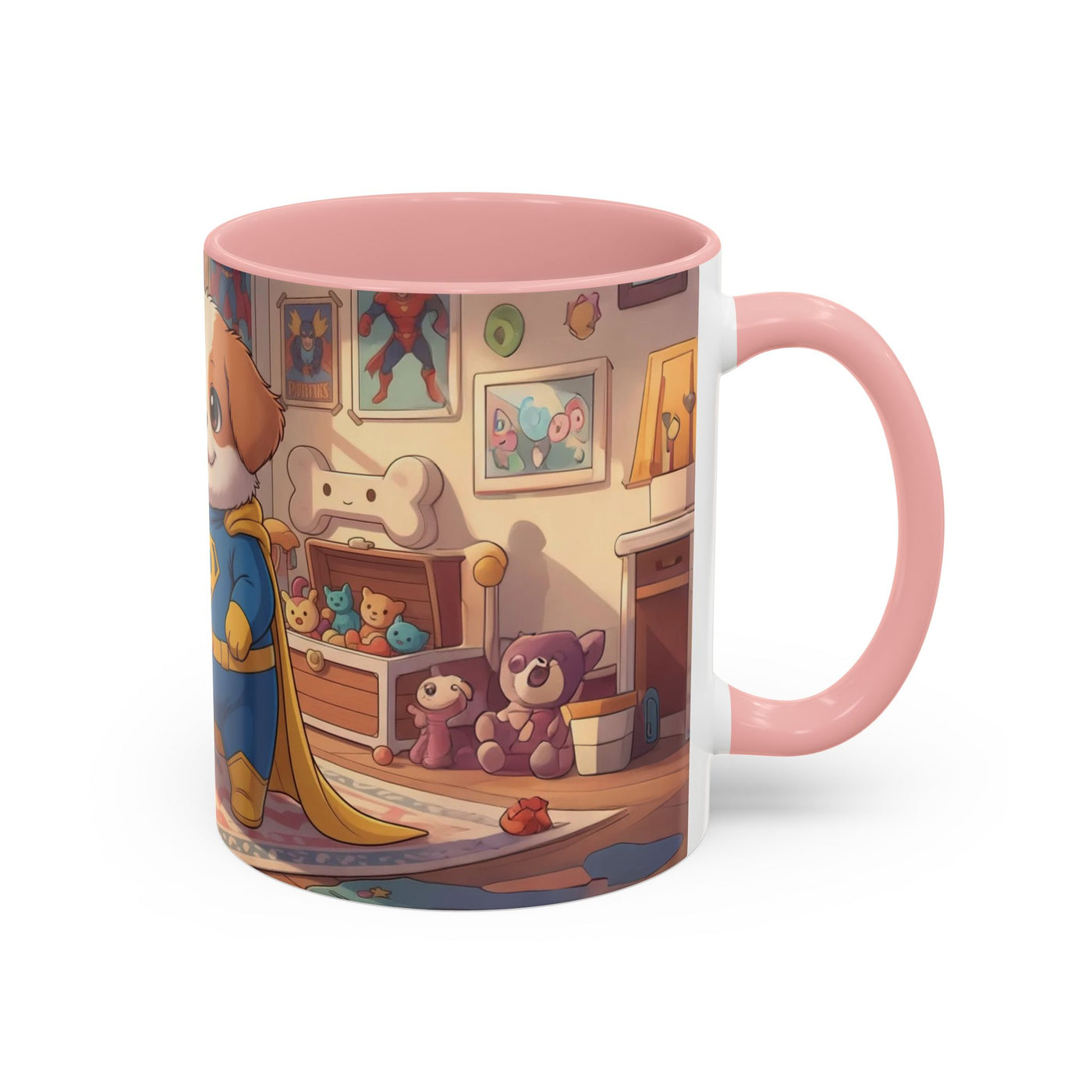 Super Pup Coffee Mug - Cute Puppy in Superhero Costume Accent Mug 11oz