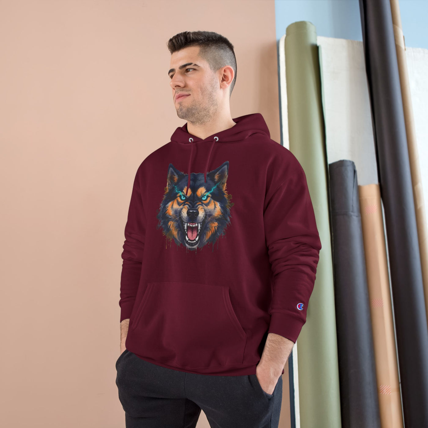Angry Dog style 1 Men and Women Champion Hoodie