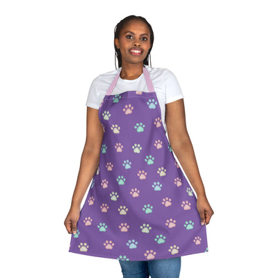 Cute Pet Lover's Apron with 5-Color Straps, Cat Paw Print Kitchen Apron, Gift for Animal Lovers, Cooking Accessory, Pet-Themed Gift