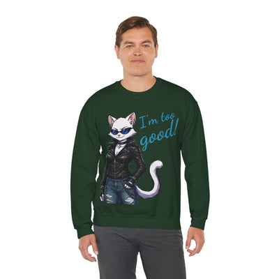 Cool Cat style 3 Unisex Crewneck Sweatshirt | Cozy Gift for Cat Lovers, Casual Wear, Unique Graphic Sweatshirt, Birthday Gift, Everyday Style