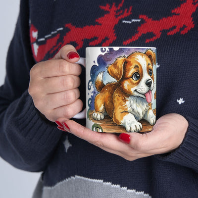 Cute Puppy with Thanksgiving Turkey Ceramic Mug 11oz