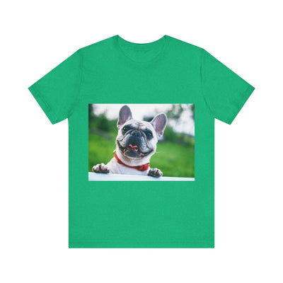 Puppy on the fence - Unisex Jersey Short Sleeve Tee