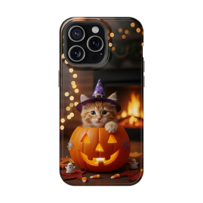 Halloween cute kitten photo style 3 Magnetic Phone Case, Cat Lover Gift, Impact-Resistant iPhone Case, Funny Pet Accessory, Unique Animal Design