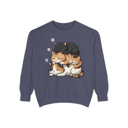 3 Cute Sleeping Cats Cozy Graphic Unisex Crewneck Sweatshirt style 8