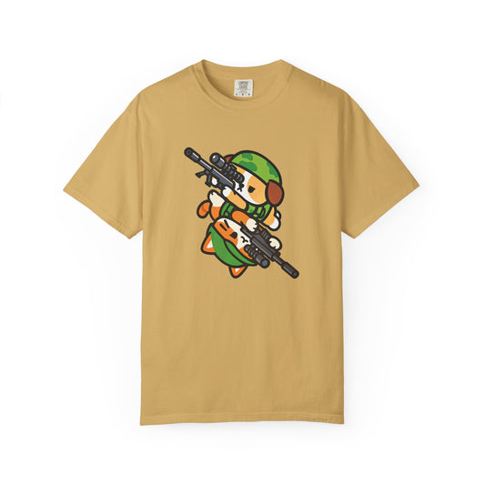 Cute Soldier Sniper Dog & Cat Unisex Graphic T-Shirt