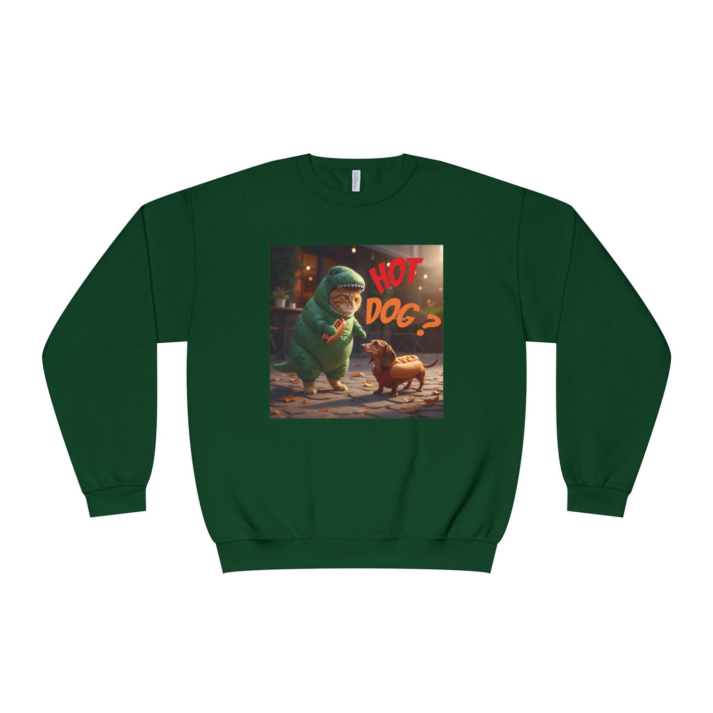 Tyrannosaurus Cat & Hot Dog Unisex NuBlend® Crewneck Sweatshirt